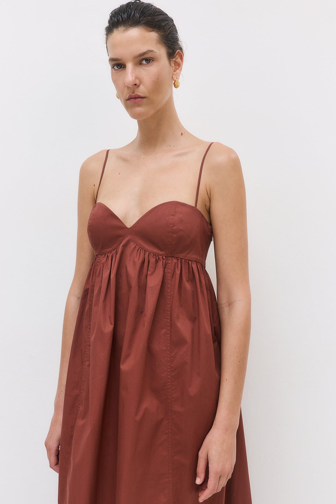 Cupped Poplin Maxi Dress