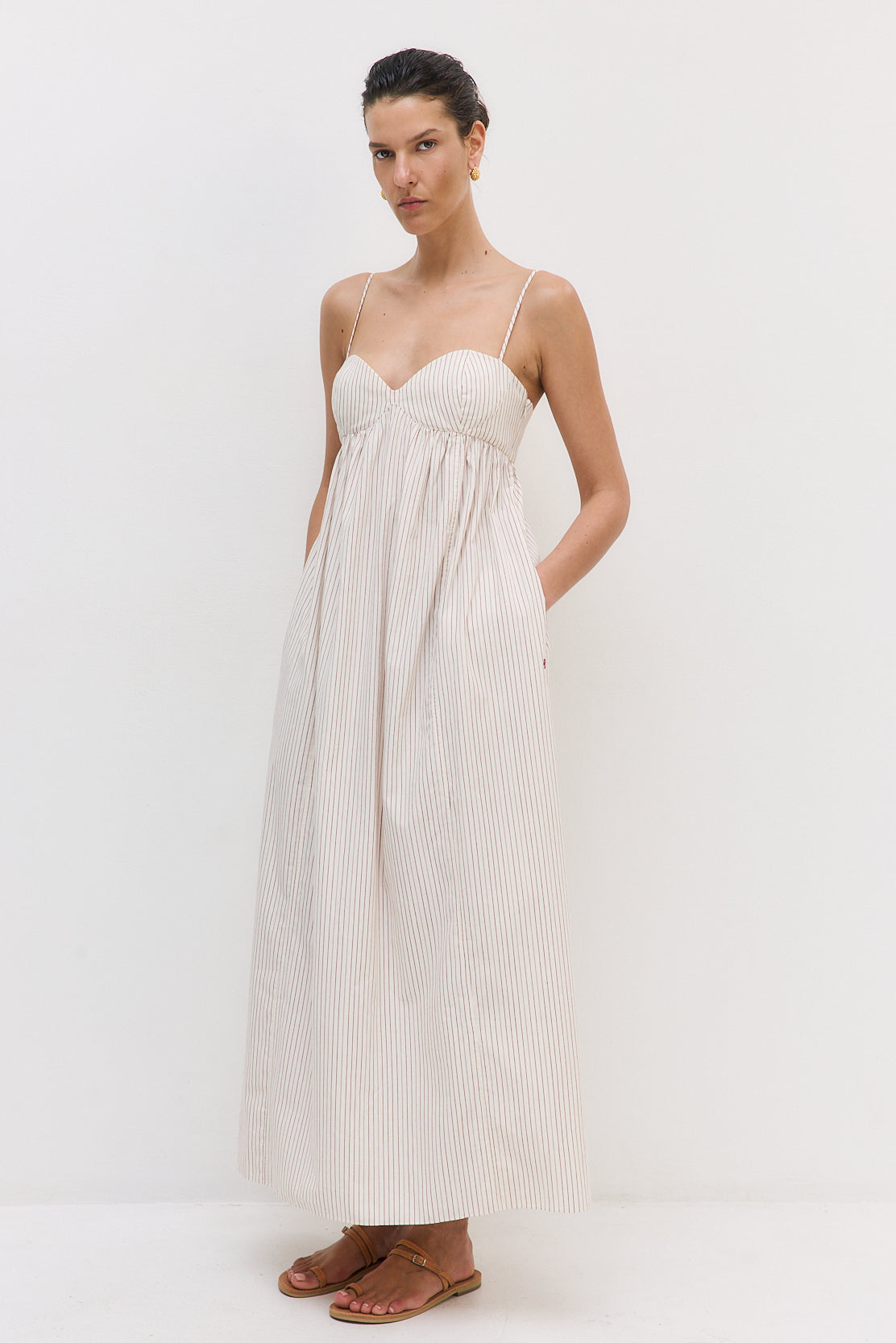 Cupped Poplin Maxi Dress