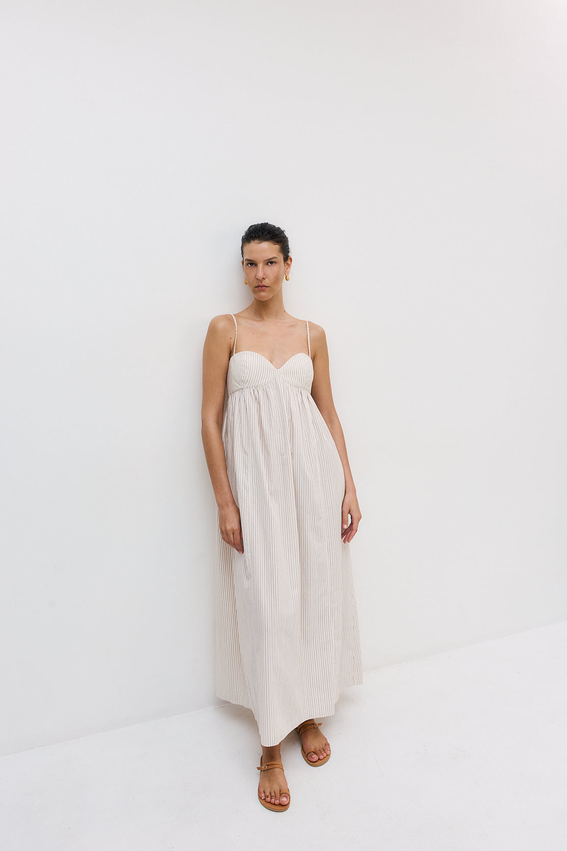 cupped maxi dress ASOS Cupped Maxi Dress With Asymmetric Sleeve Seam Detail in Blue