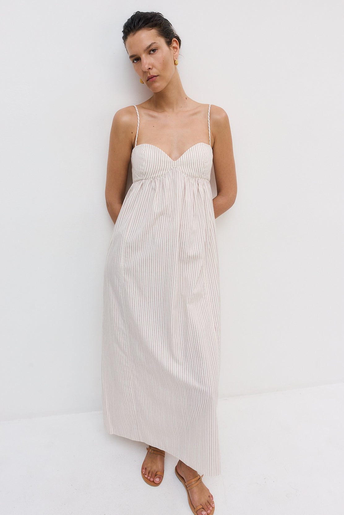 Cupped Poplin Maxi Dress