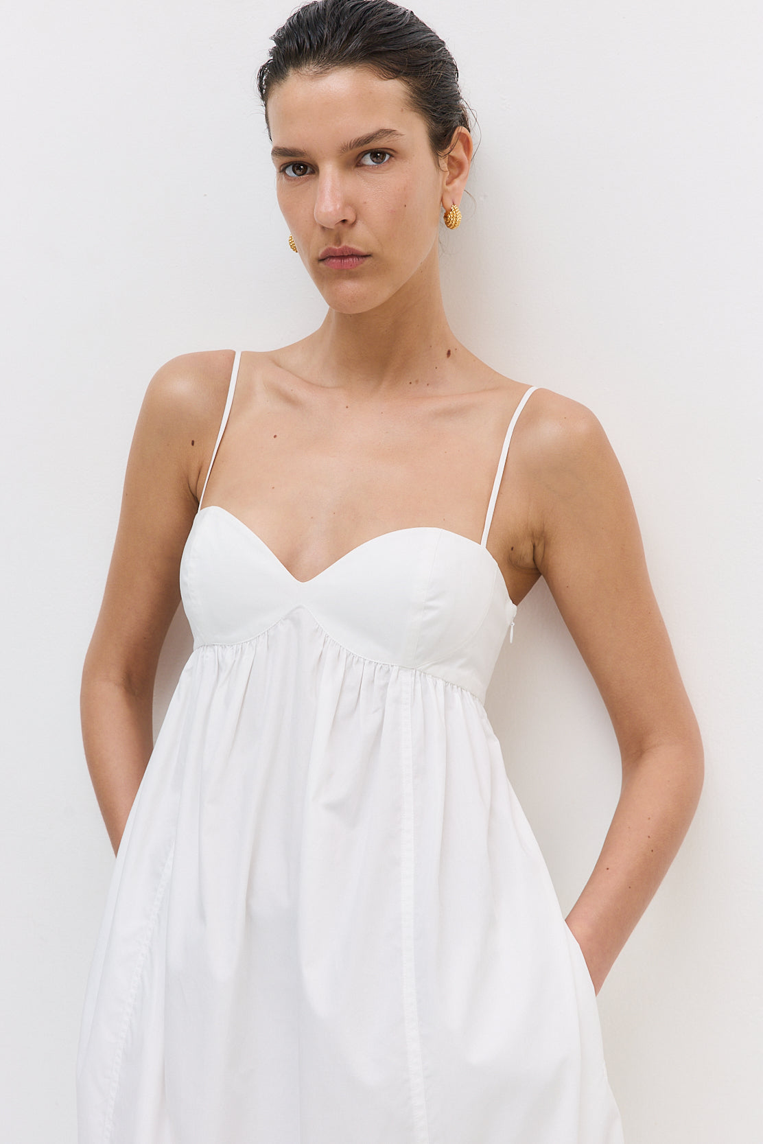 Cupped Poplin Maxi Dress