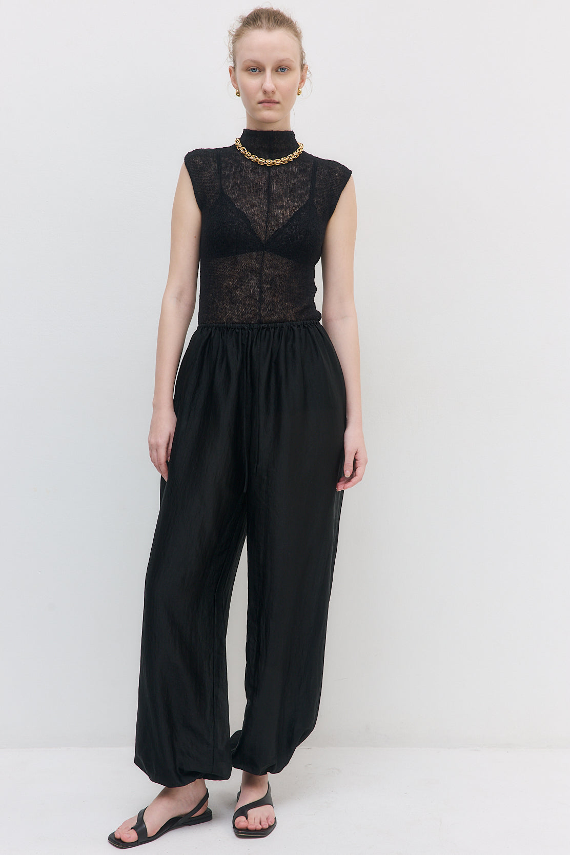 Semi Sheer Chiffon Balloon Pants
