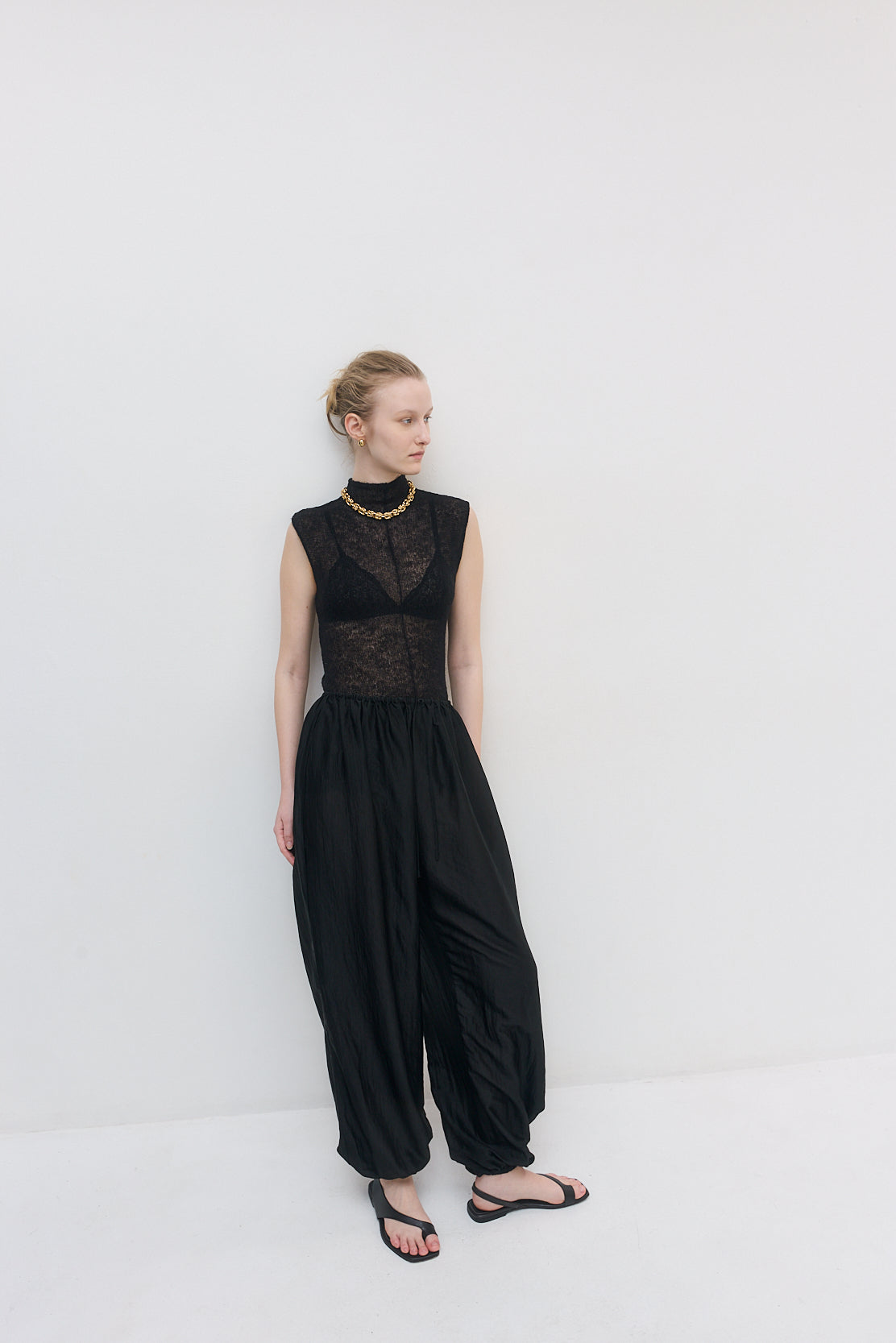 Semi Sheer Chiffon Balloon Pants