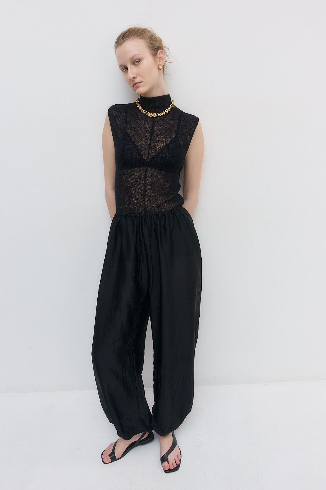 Semi Sheer Chiffon Balloon Pants