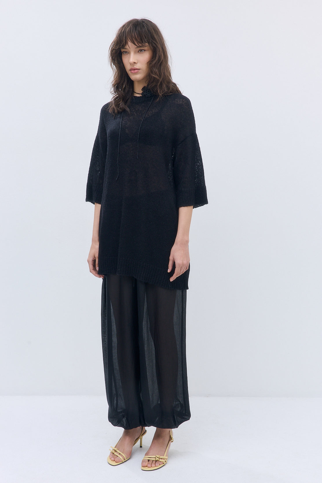 Fuzzy Sheer Oversized Long Top