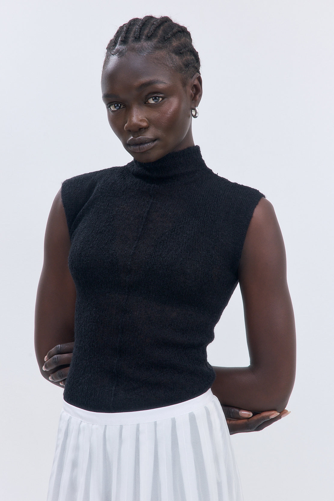 Fuzzy Sheer Mockneck Tank