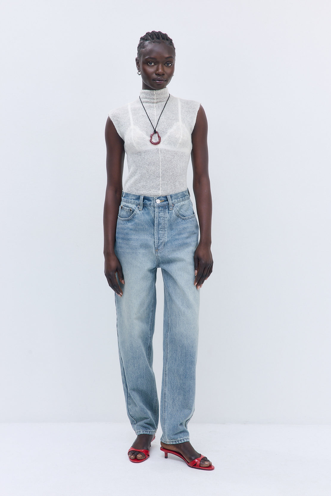 Fuzzy Sheer Mockneck Tank