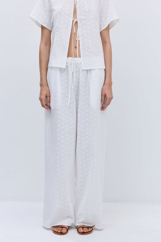 Embroidered Wide Leg Pants