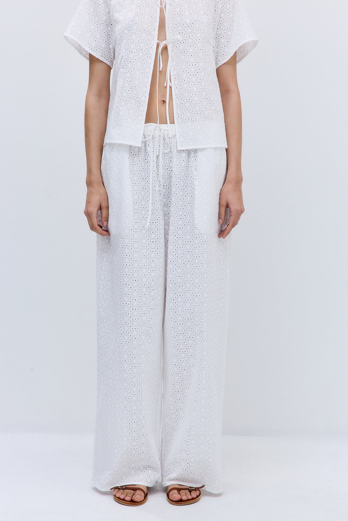 Embroidered Wide Leg Pants