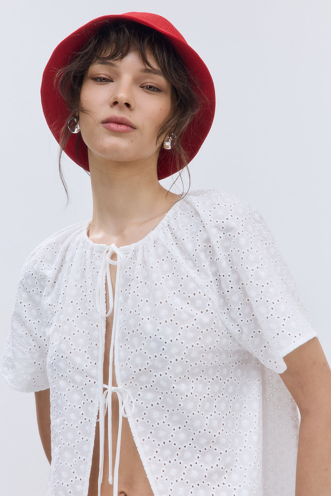 Embroidered Tie Top