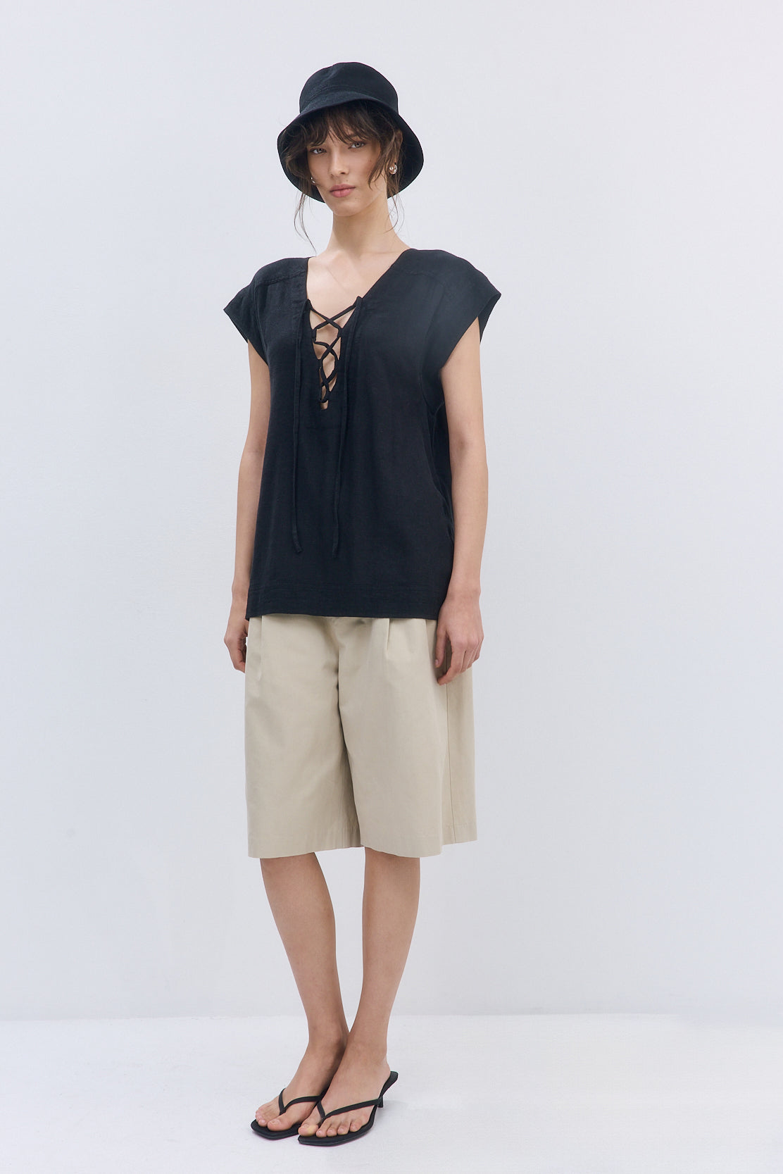 Linen String Tie Top