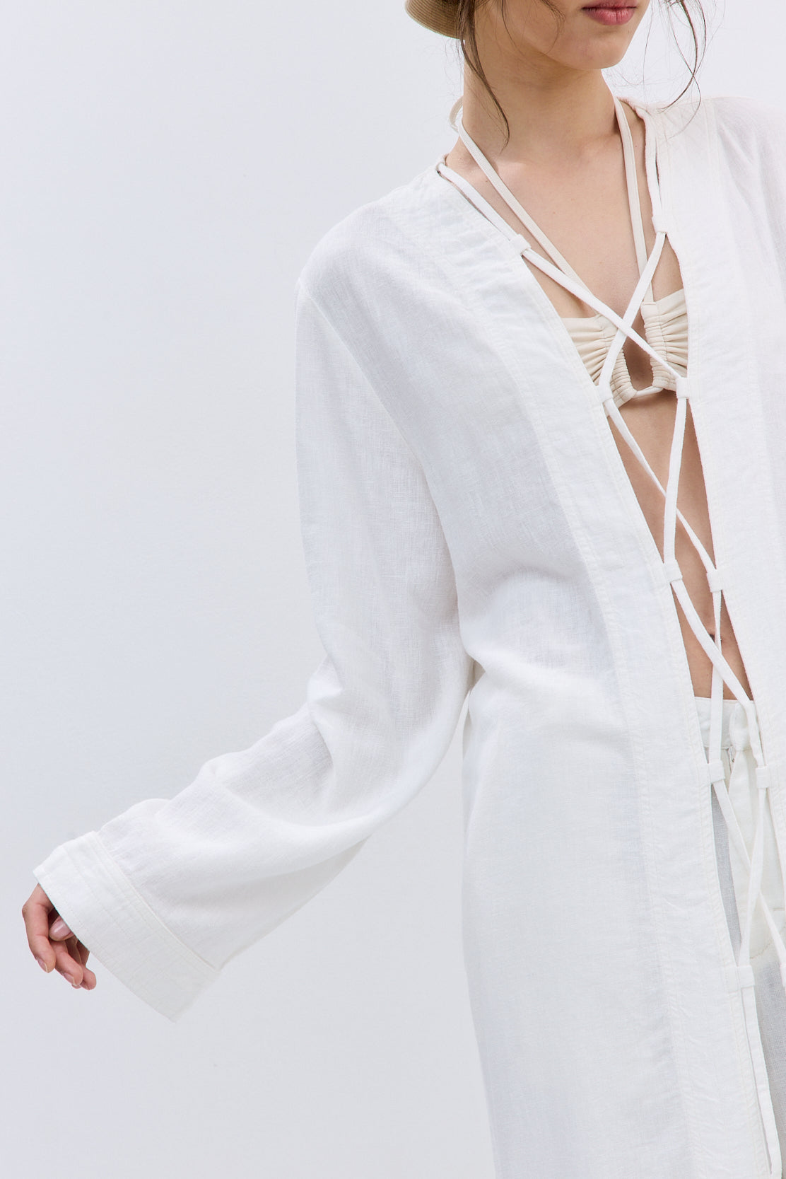 Linen String Tie Cover Up