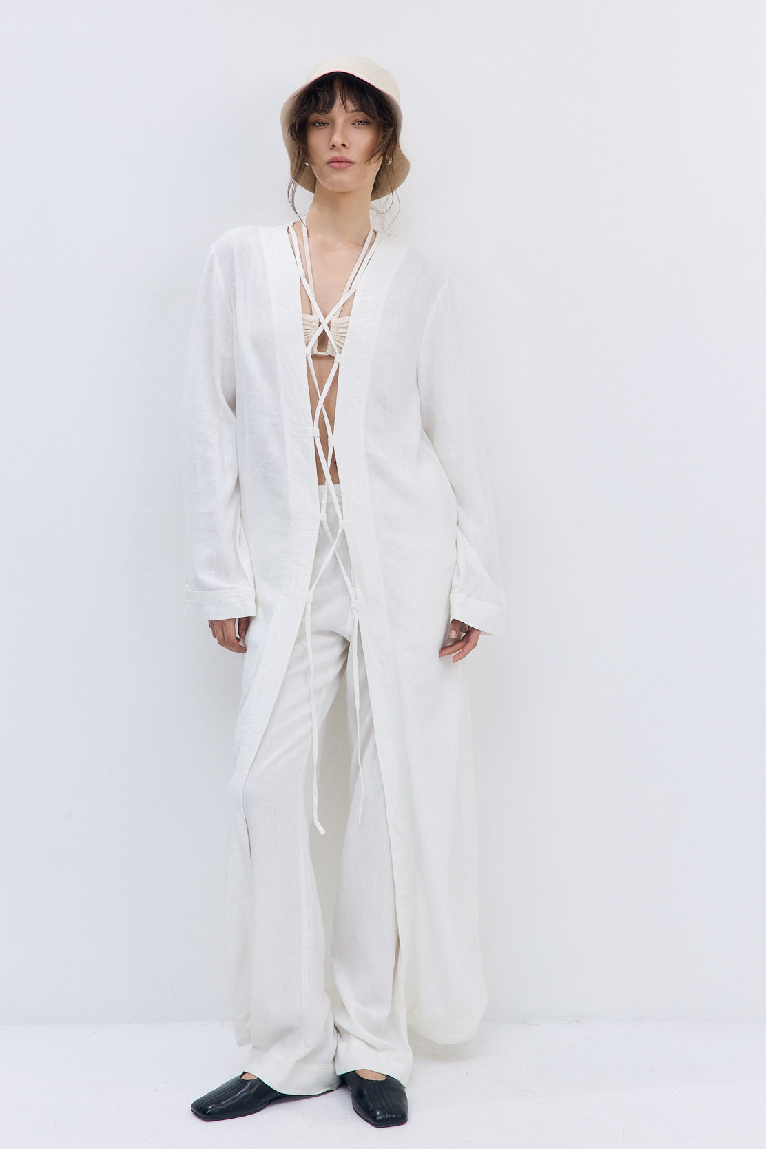 Linen String Tie Cover Up