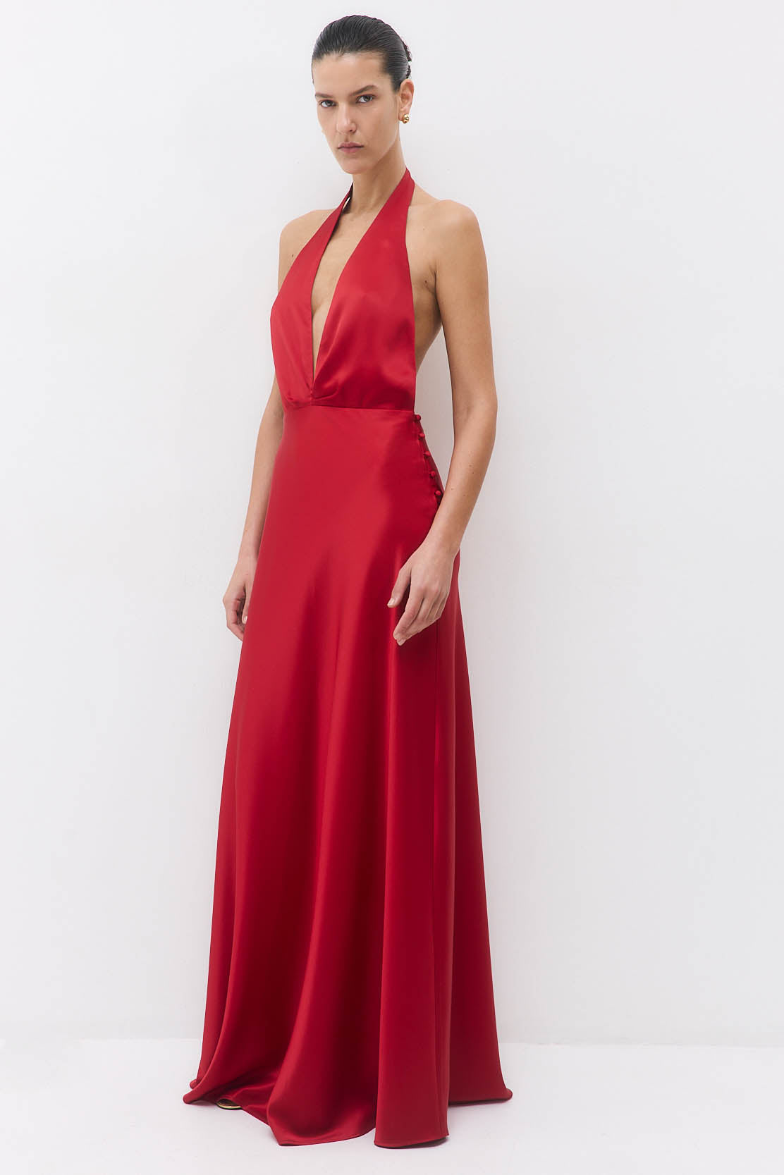 Satin Halter Maxi Dress