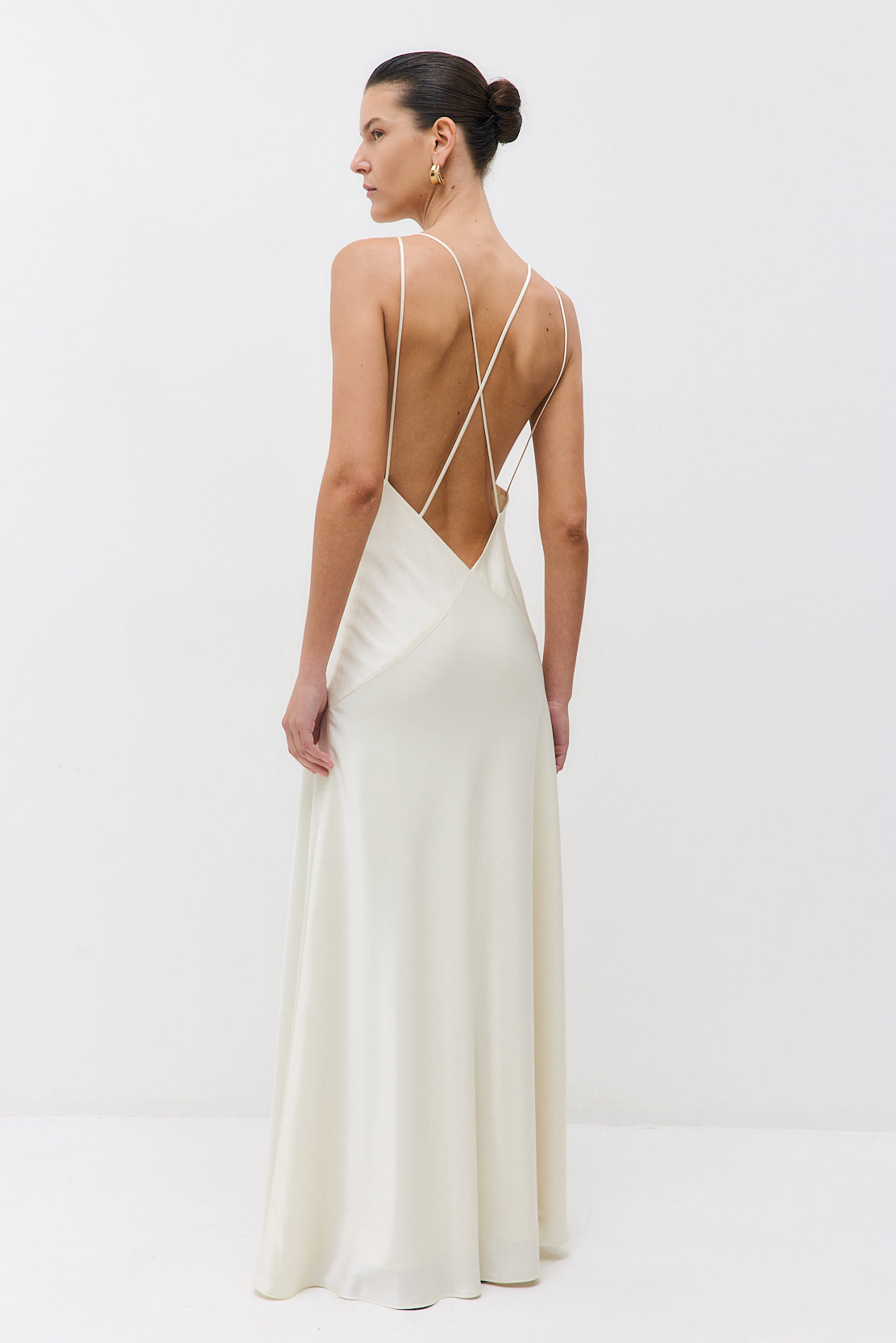 Deep V Satin Maxi Dress