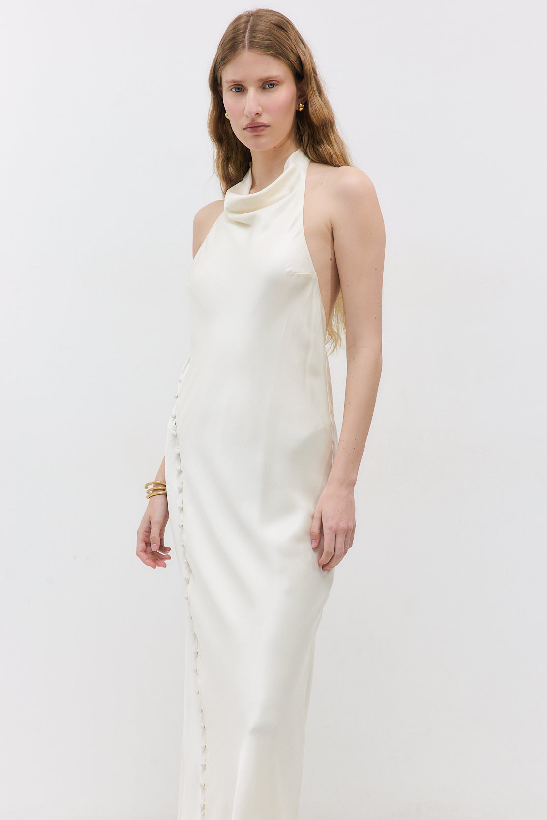 Satin Drape Maxi Dress