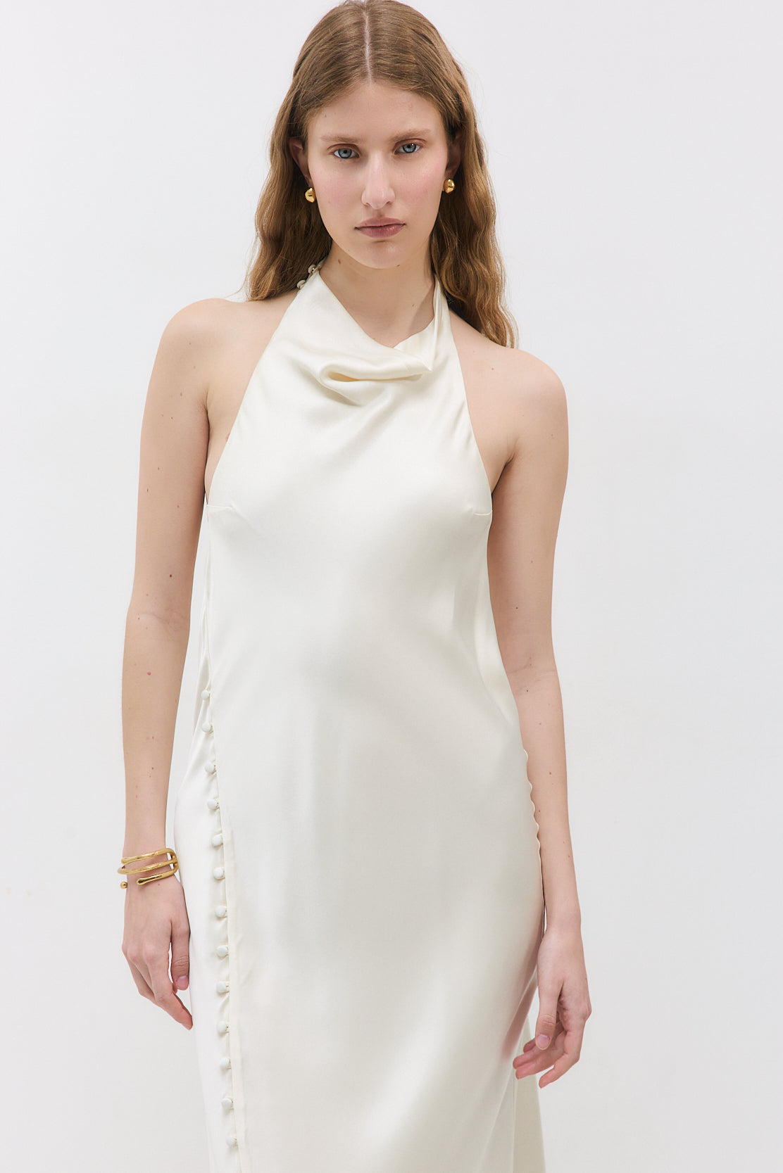 Satin Drape Maxi Dress