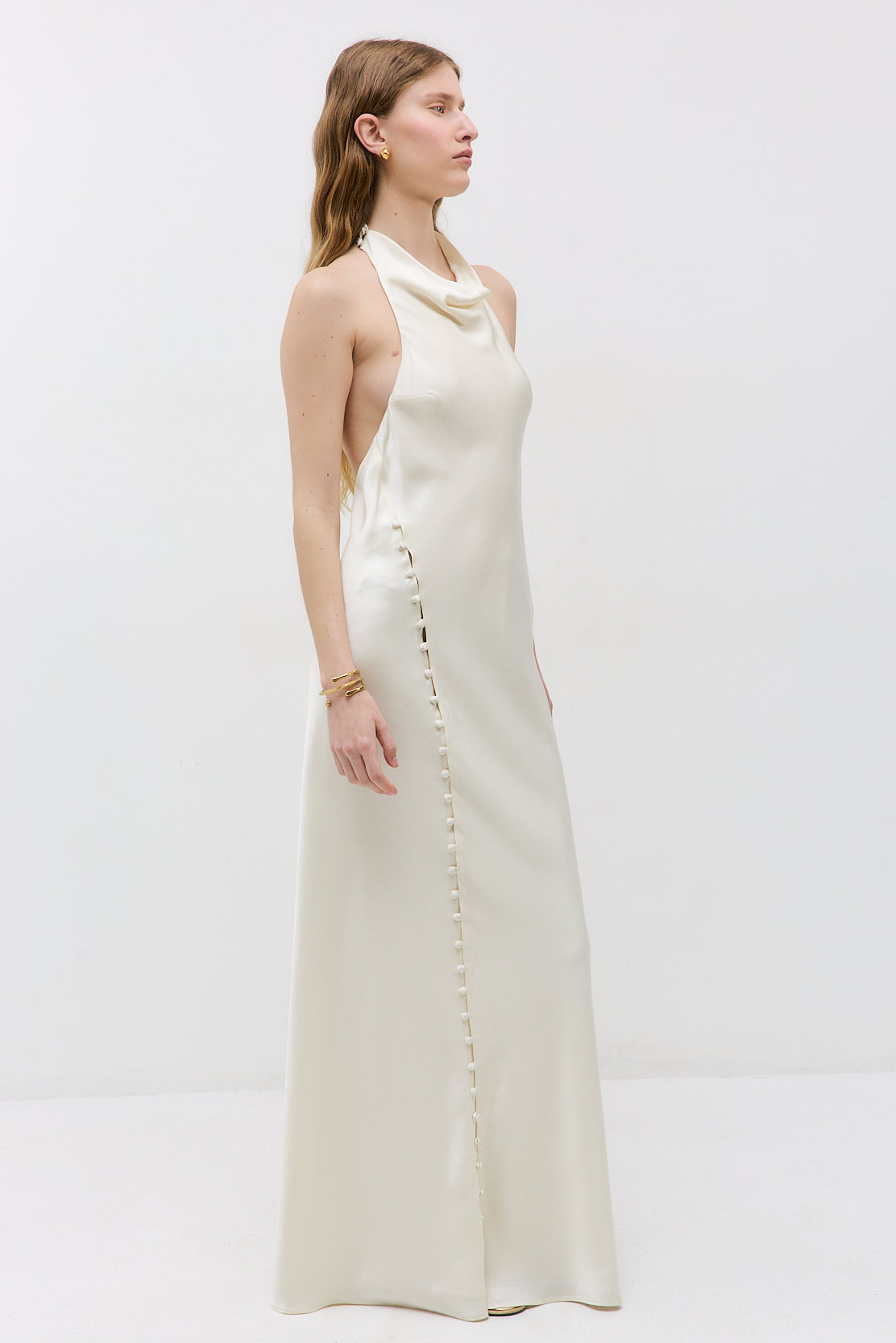 Satin Drape Maxi Dress