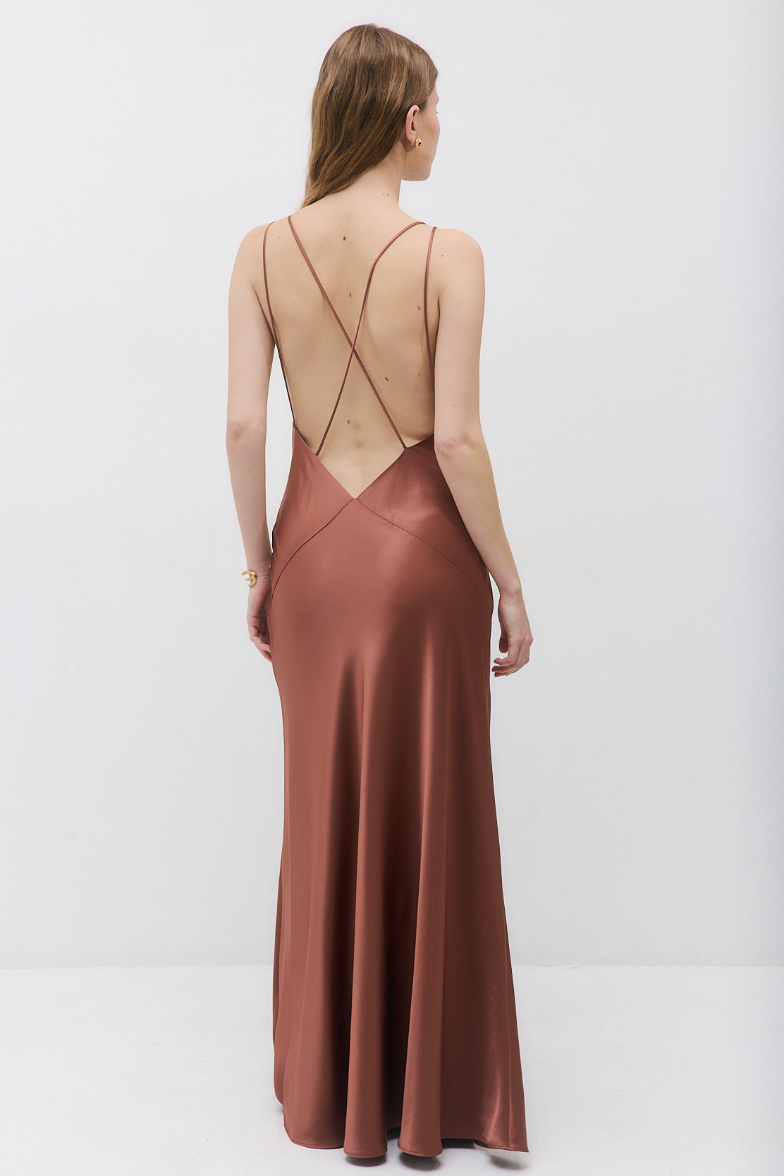 Deep V Satin Maxi Dress
