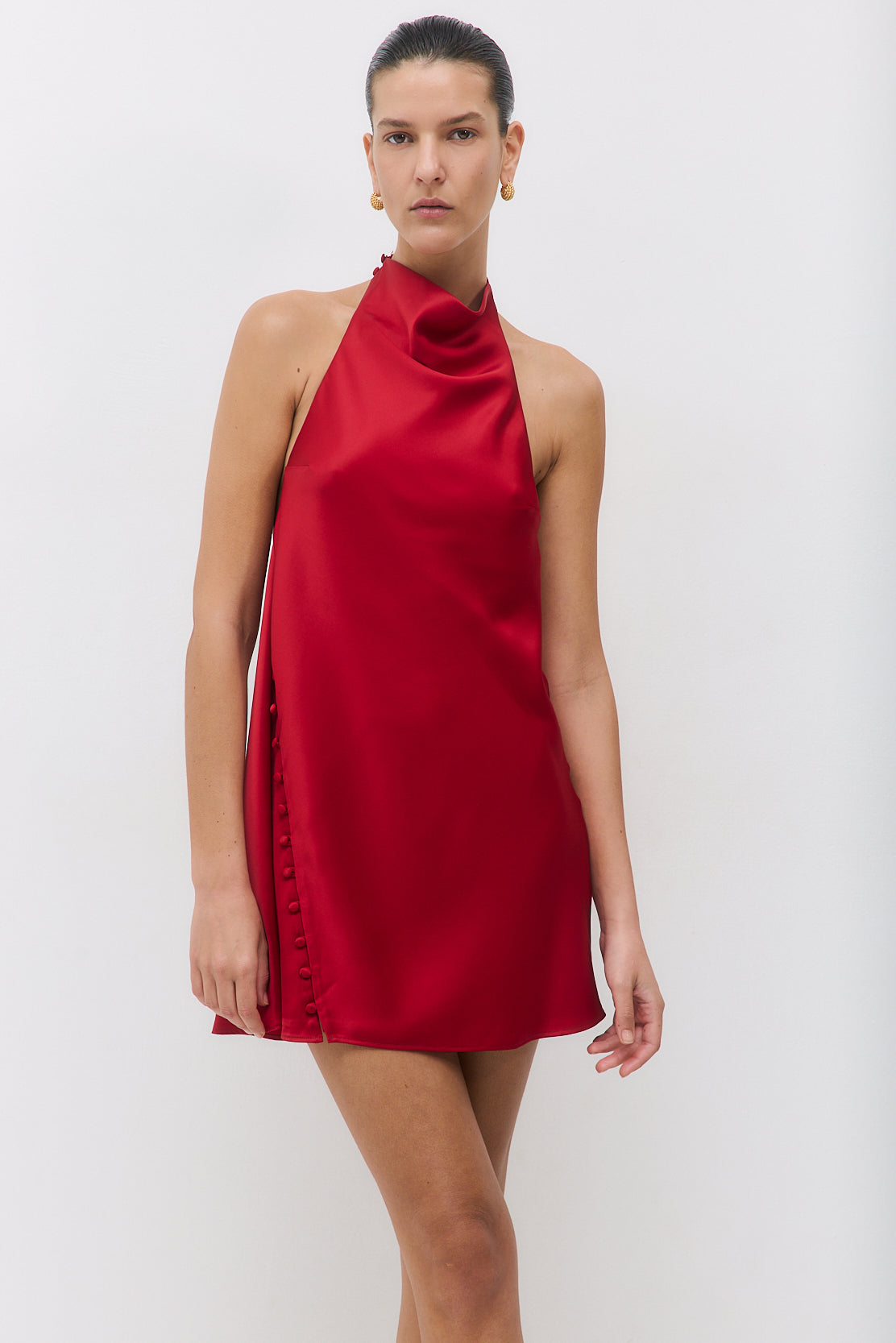 Satin Drape Mini Dress