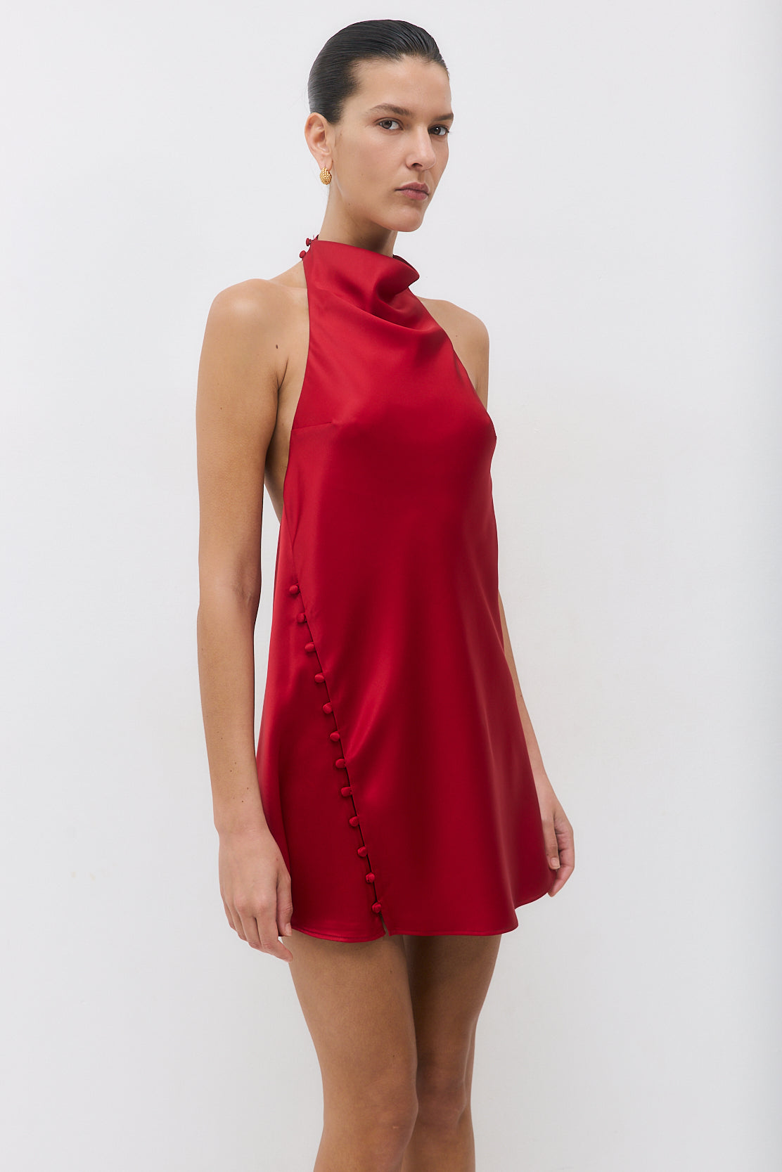 Satin Drape Mini Dress