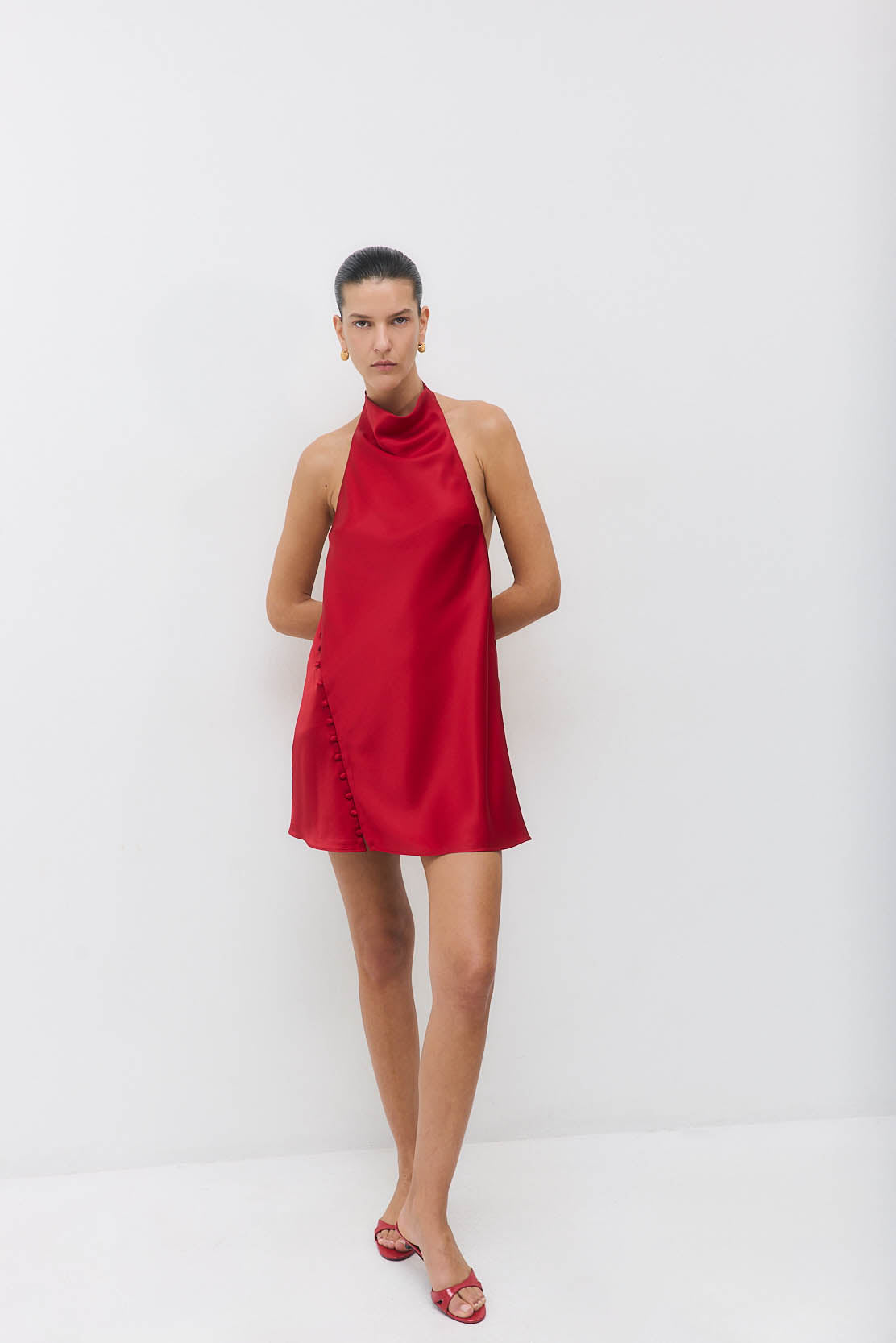 Satin Drape Mini Dress