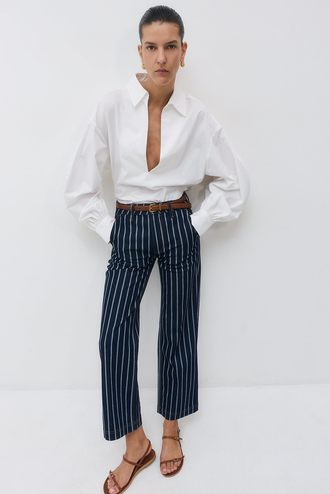 Striped Drill Relaxed Pants