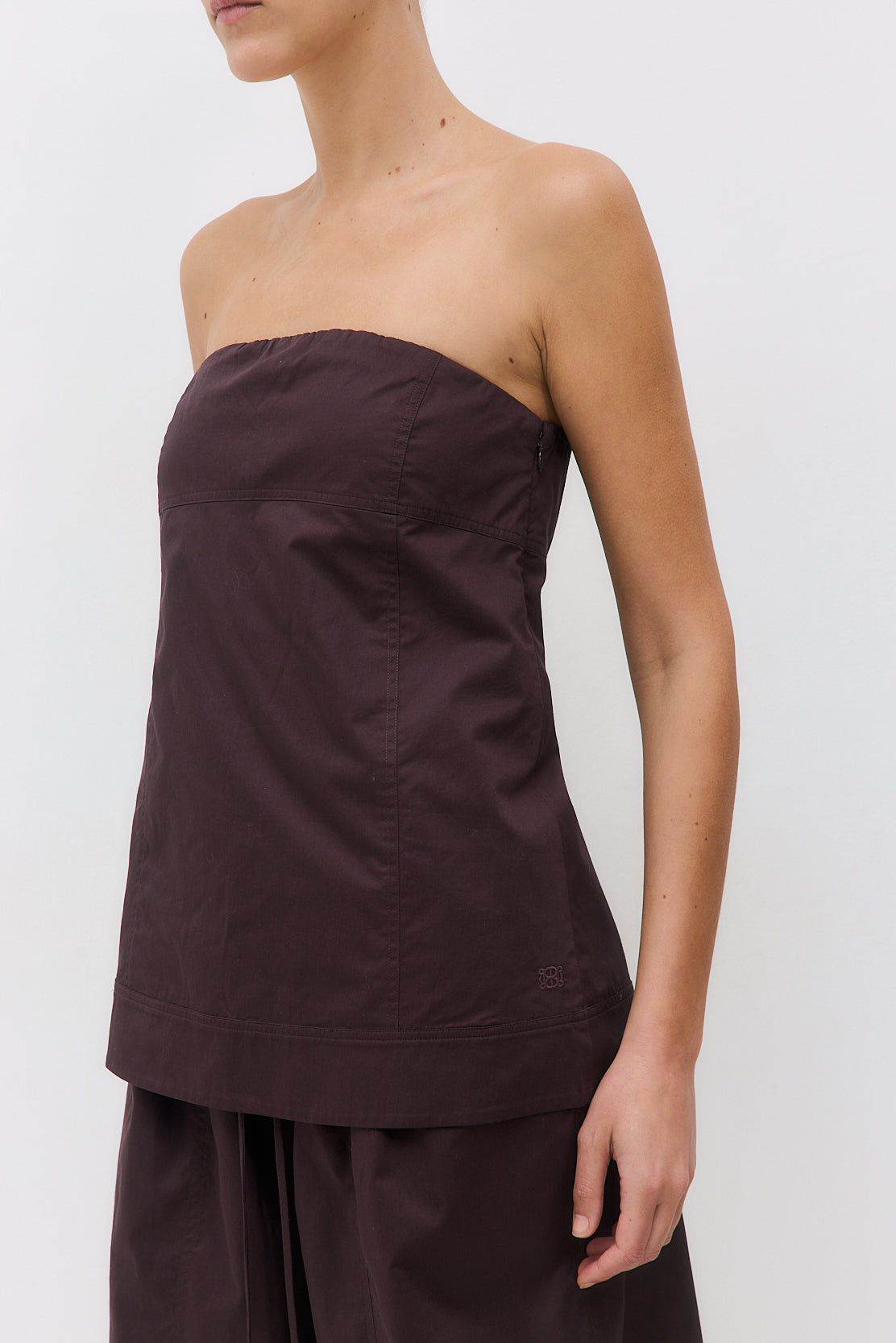 Strapless Poplin Top