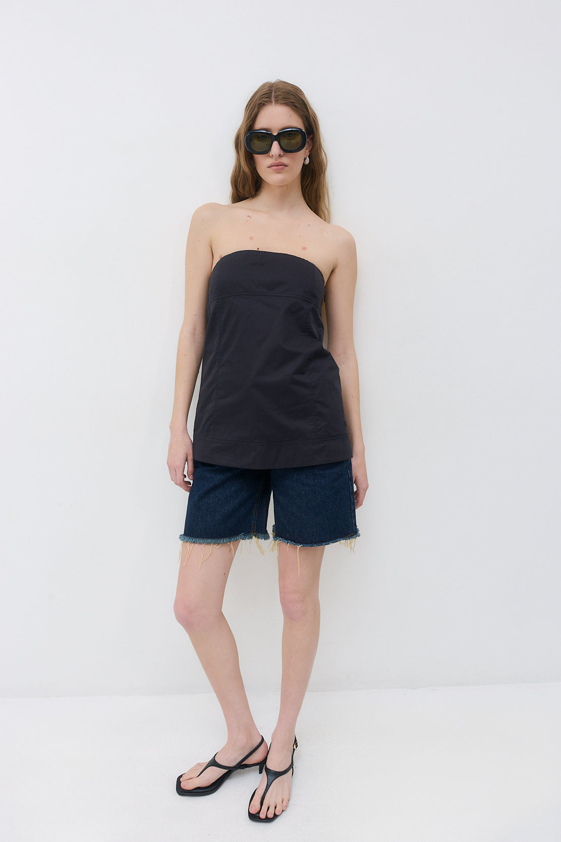Strapless Poplin Top