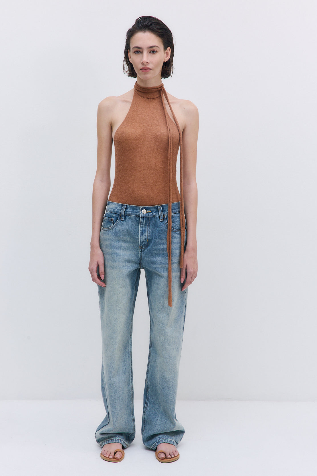 Fuzzy Sheer Scarf Halter Top