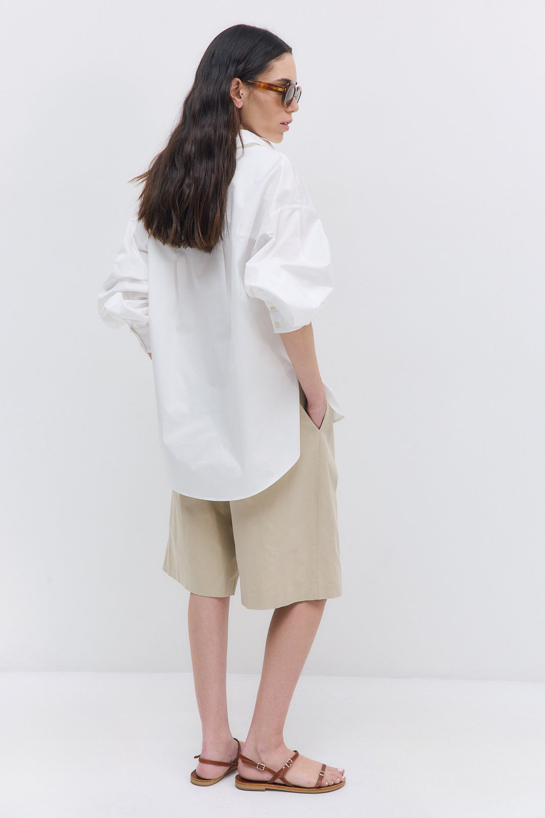 Oversized V Neck Poplin Blouse
