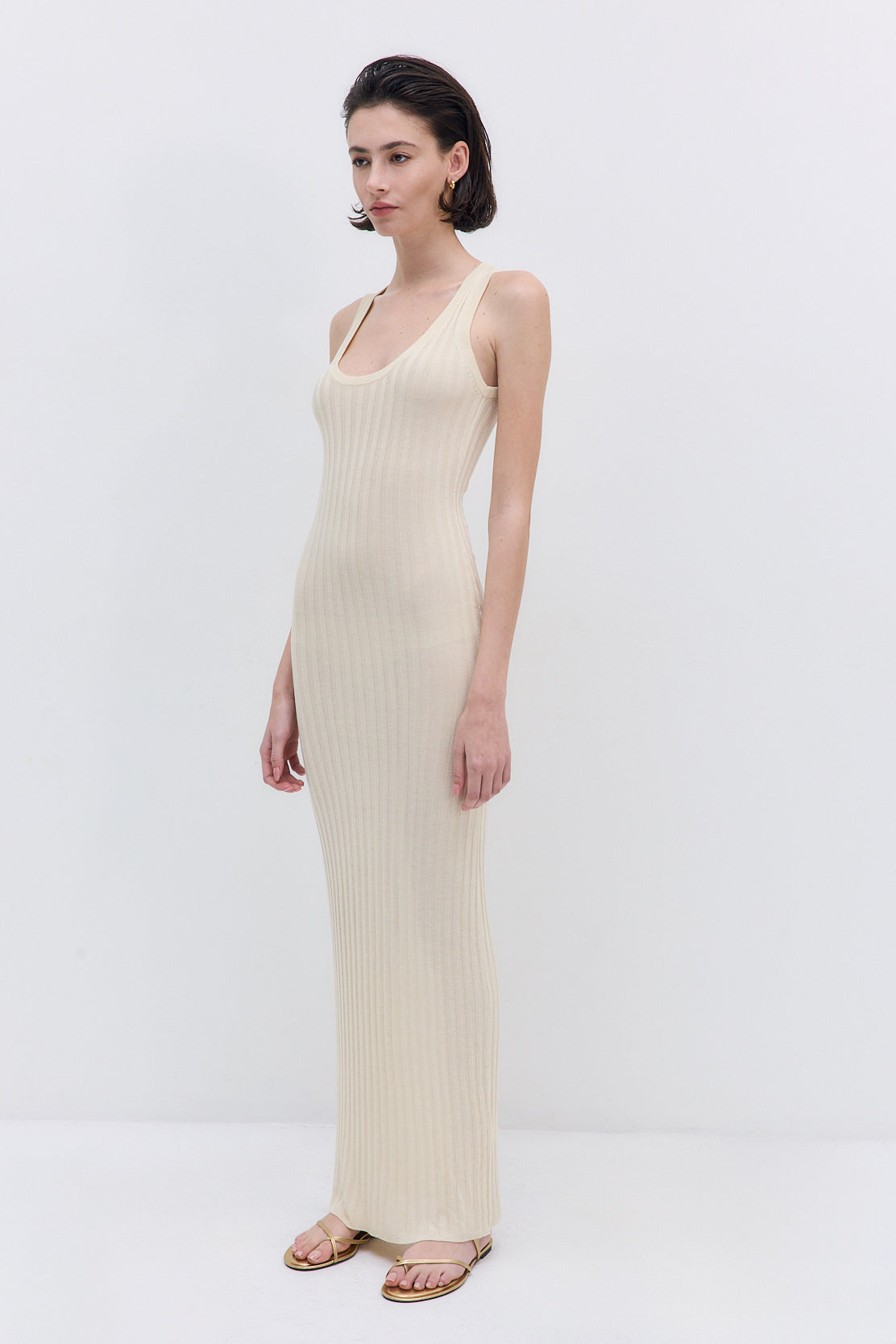 Deep Scoop Ribbed Maxi Dress