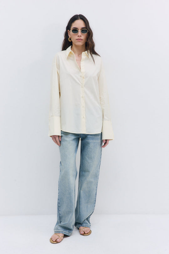 Wide Cuff Poplin Button Down