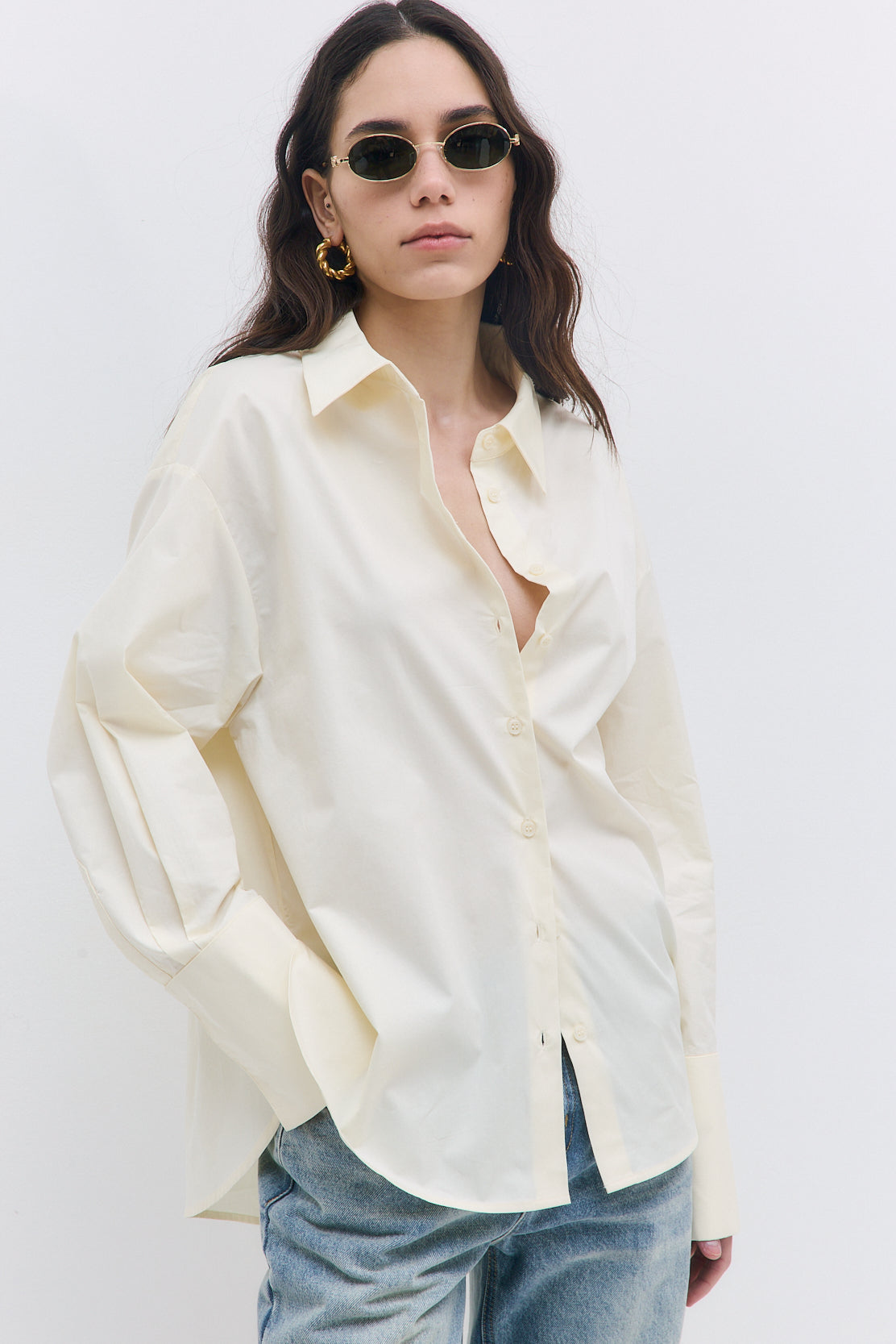 Wide Cuff Poplin Button Down