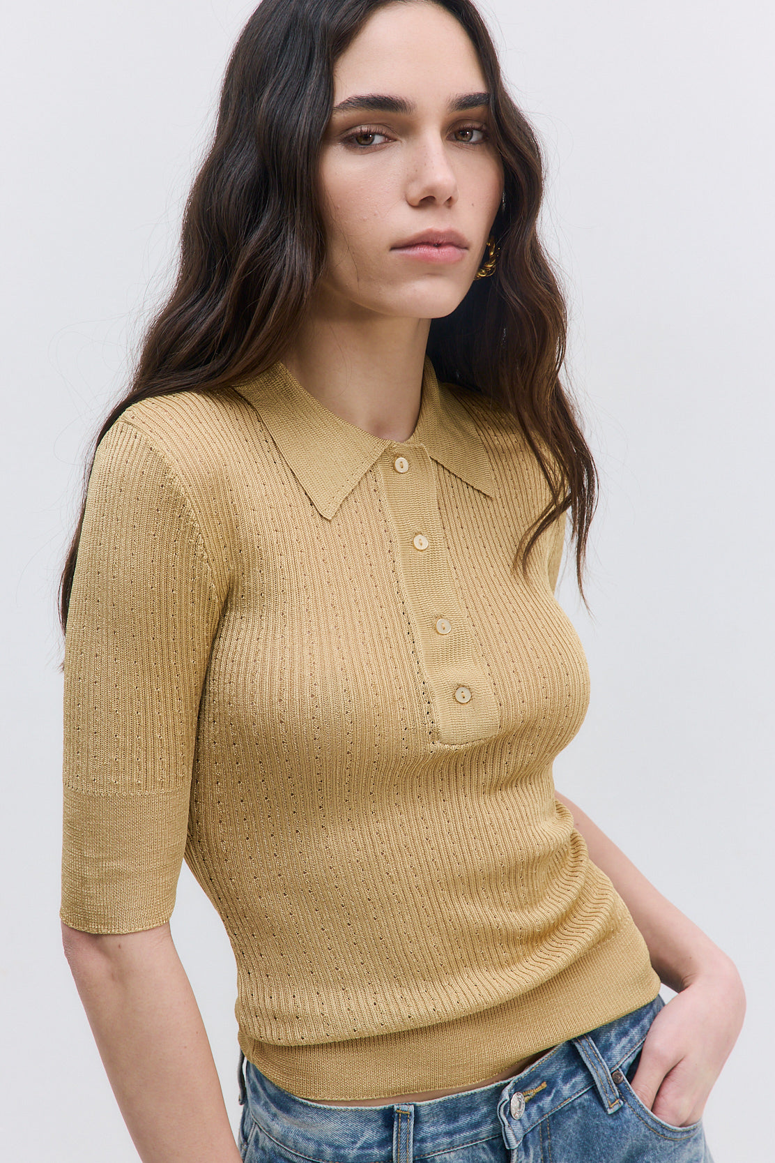 Sheer Crochet Polo