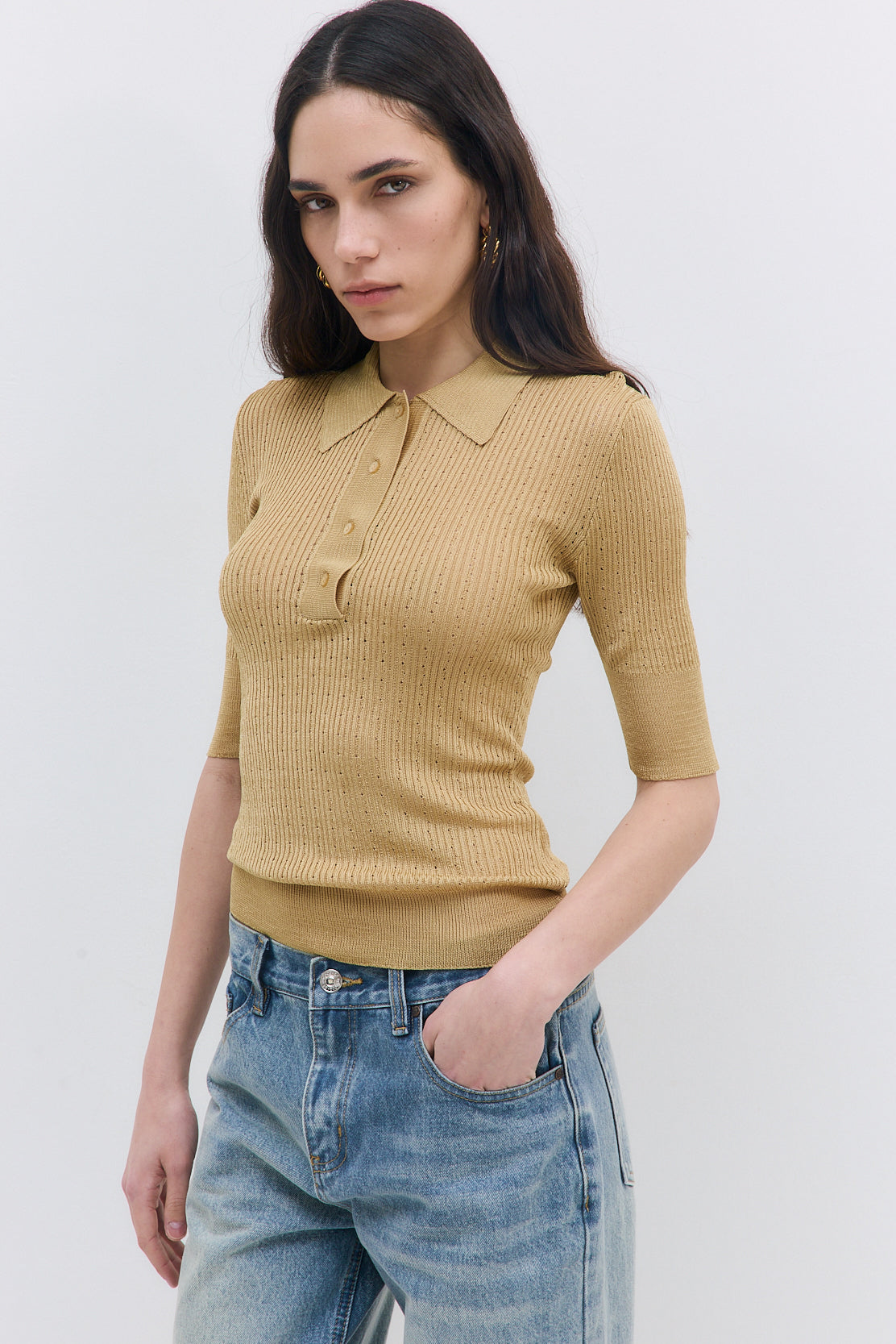 Sheer Crochet Polo