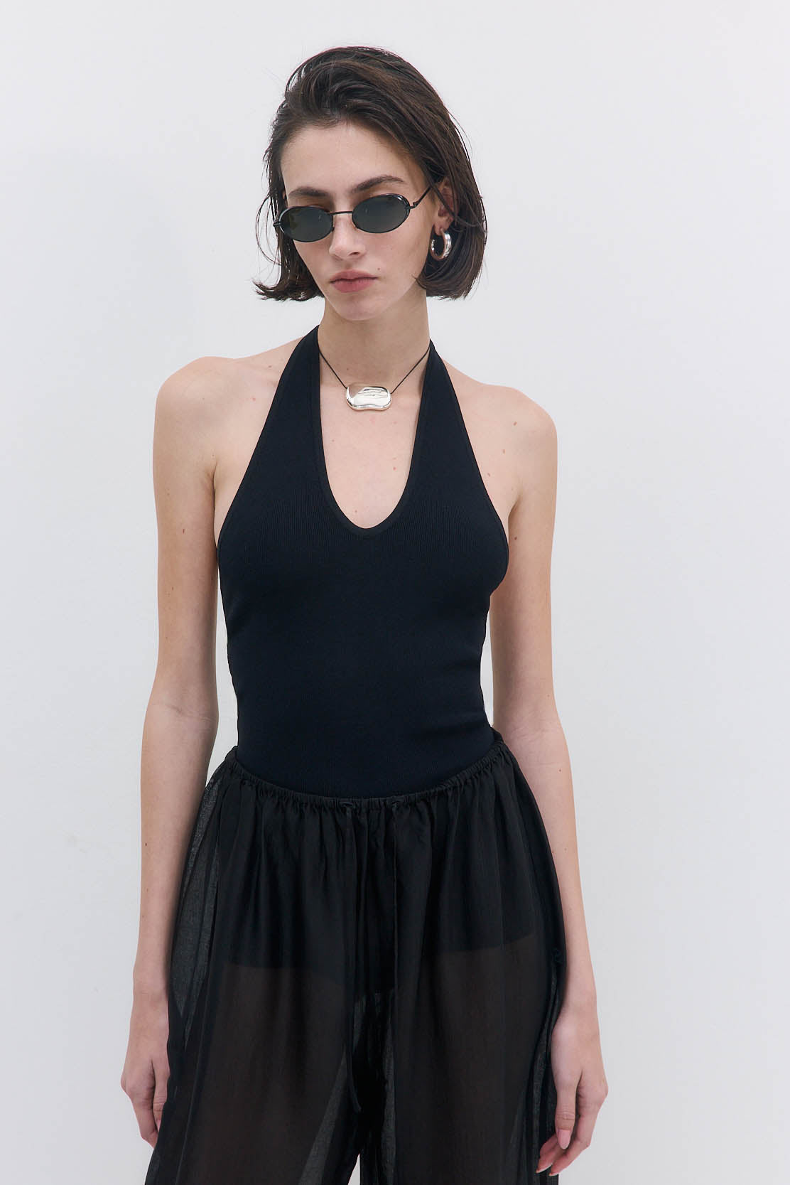 Tight Ribbed Halter Neck