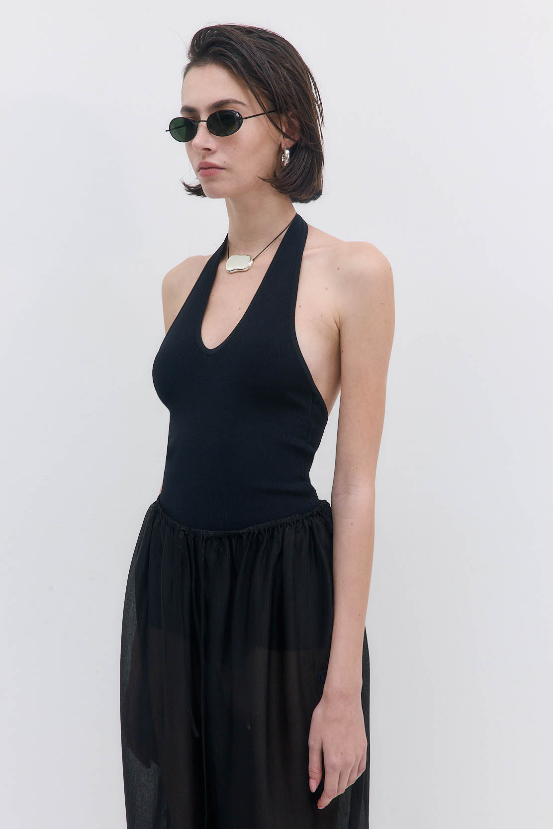 Tight Ribbed Halter Neck