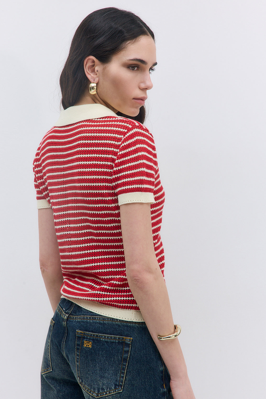 Striped Crochet Polo