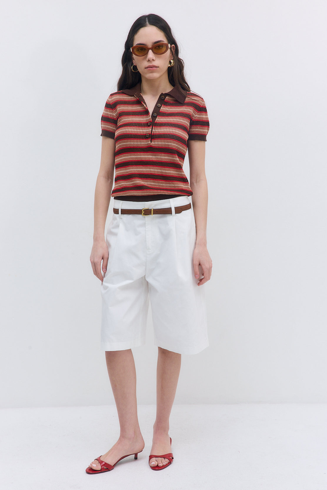 Striped Crochet Polo