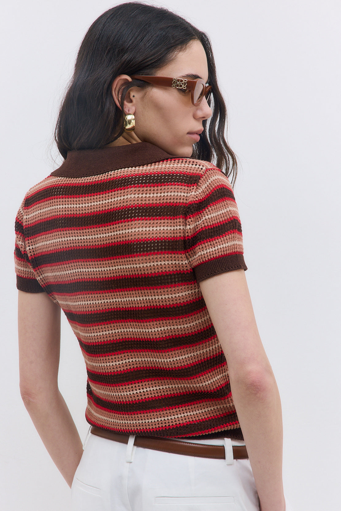 Striped Crochet Polo