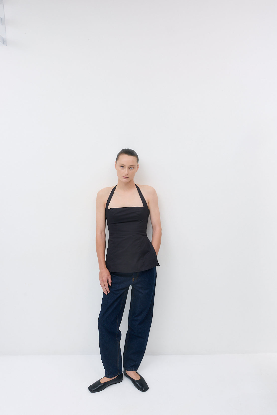 Fitted Poplin Halter Neck