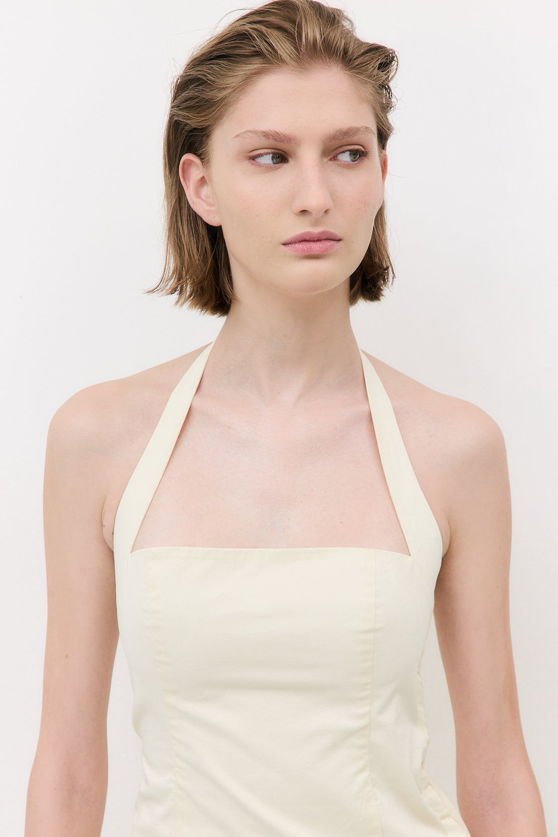 Fitted Poplin Halter Neck