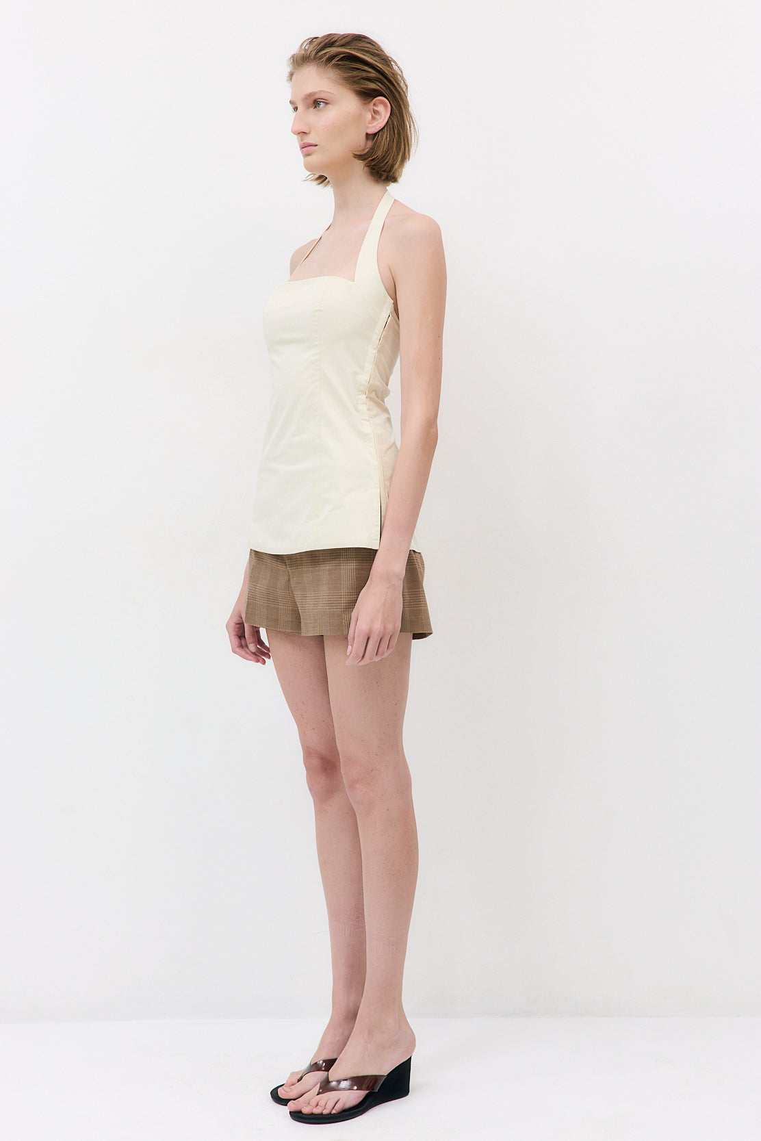 Fitted Poplin Halter Neck