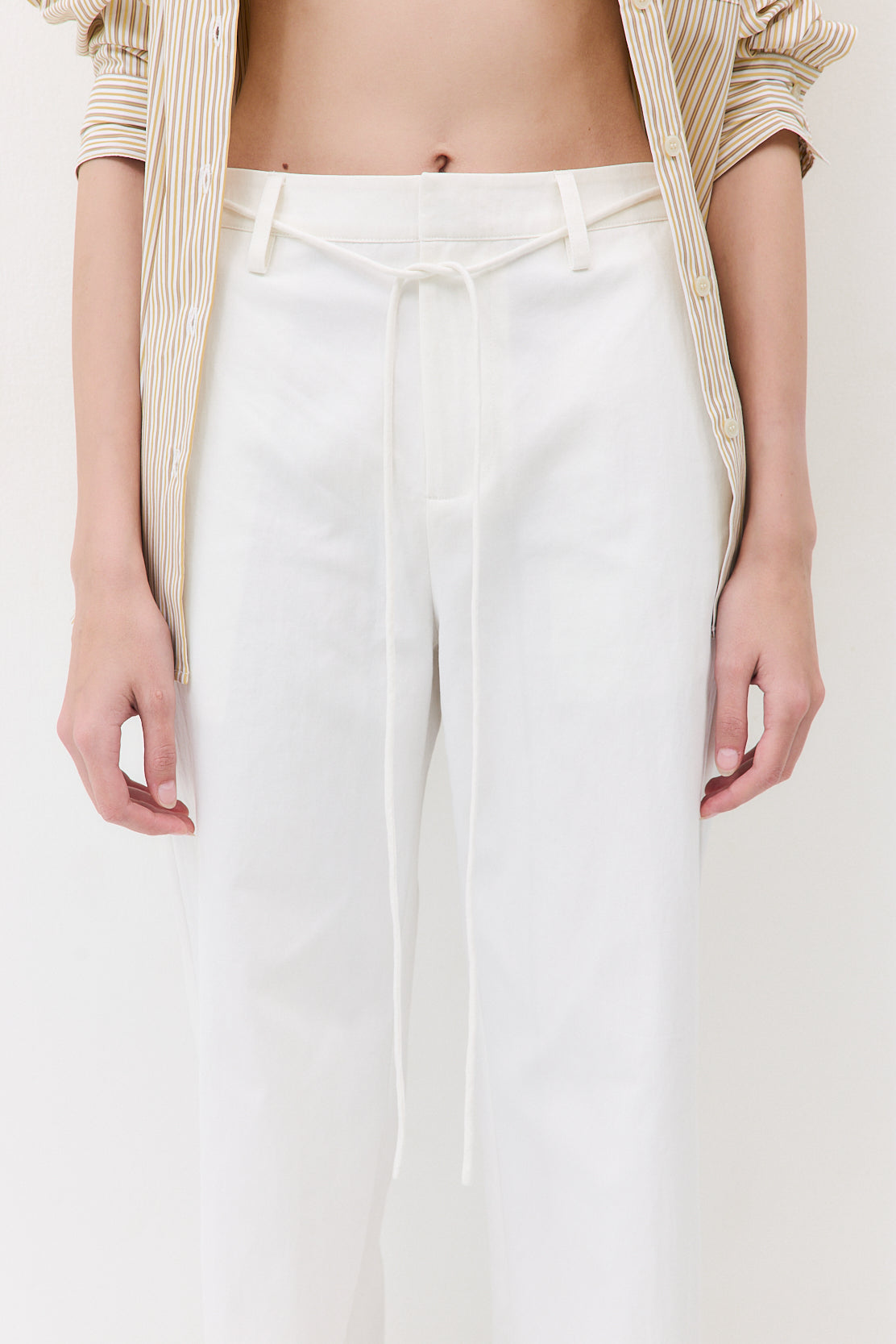 Mid Waist Cotton String Pants