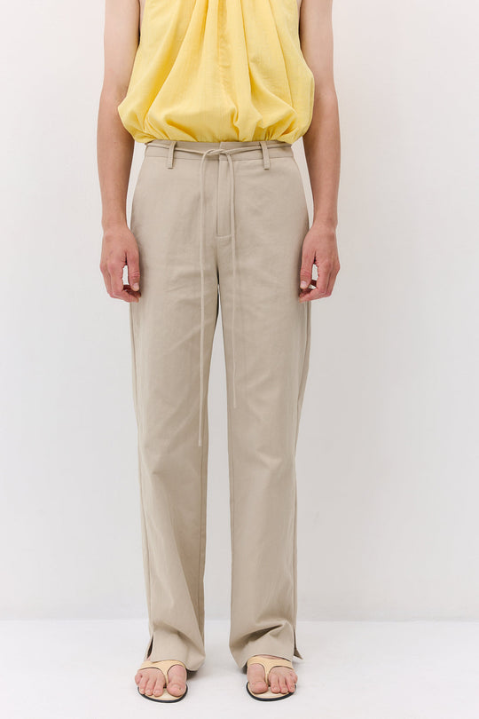 Mid Waist Cotton String Pants