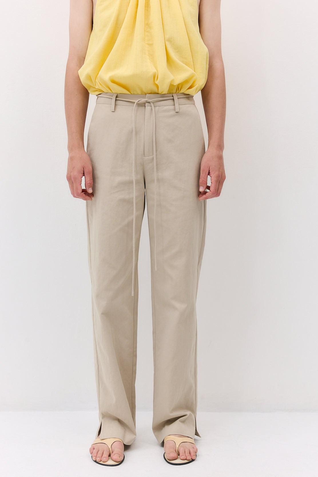 Mid Waist Cotton String Pants