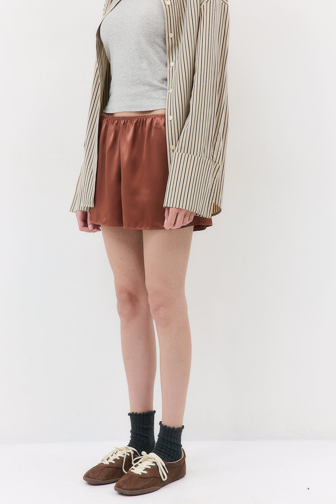 Mid Waist Satin Shorts
