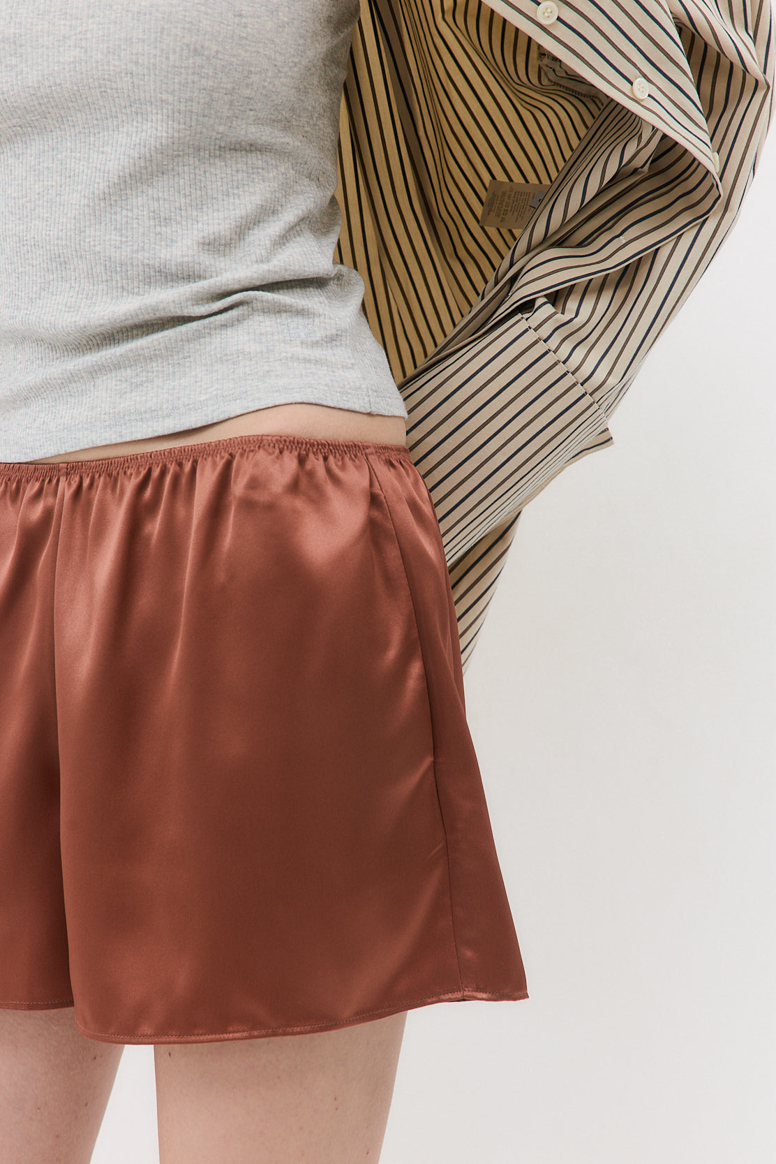 Mid Waist Satin Shorts