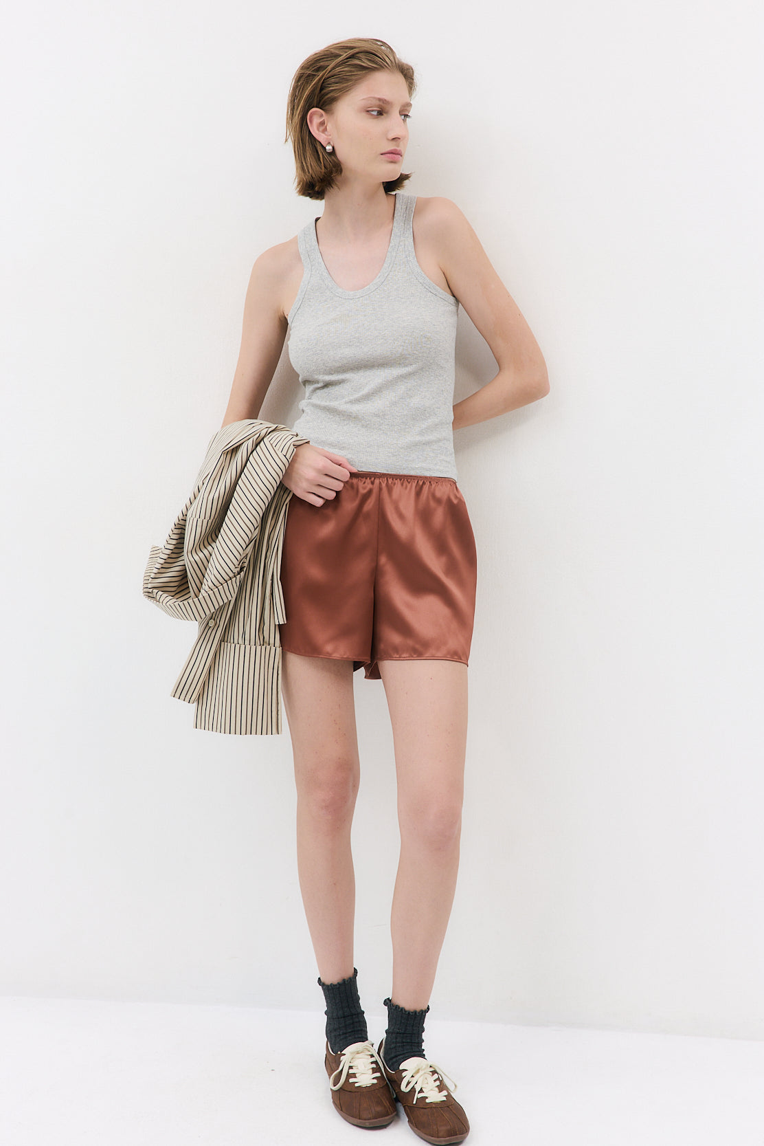 Mid Waist Satin Shorts
